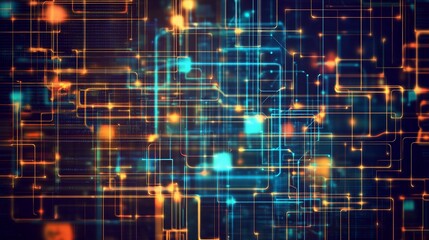 Fototapeta premium Abstract Digital Network: Glowing Circuitry and Data Streams