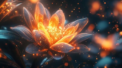 Luminous Lotus Flower with Sparks