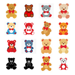 set of teddy bears with white background