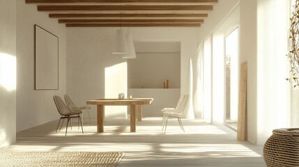 Fototapeta premium Minimalist Dining Room with Natural Light