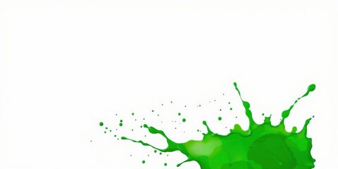 Fototapeta premium A random splash of green paint against a pristine white surface, forming an intriguing visual contrast, white canvas, art piece