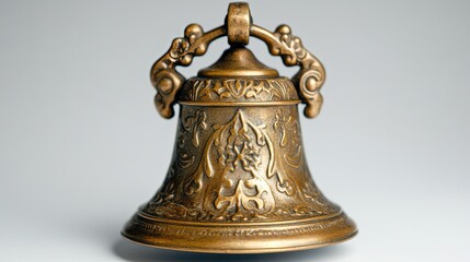A decorative bronze bell with intricate designs, often used for ceremonial purposes.