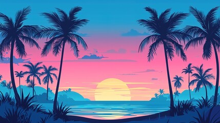 Tropical Sunset Beach Scene