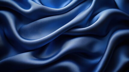 Fototapeta premium A close-up view of smooth, flowing blue satin fabric, showcasing its texture and sheen.