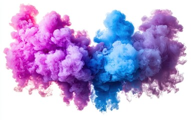 Fototapeta premium Abstract formation of blue and purple smoke clouds on a white background