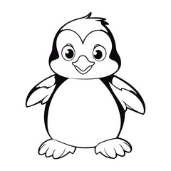 Coloring Page Of cartoon cute penguin Coloring Book for kids.