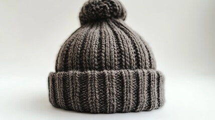 A cozy knitted beanie with a pom-pom, perfect for keeping warm in colder weather.