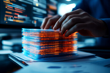 Data management in action analyzing digital workflows in a modern office environment focusing on efficiency and innovation