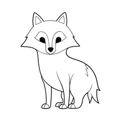 Fototapeta premium Coloring Page Of cartoon cute Wolf Coloring Book for kids.