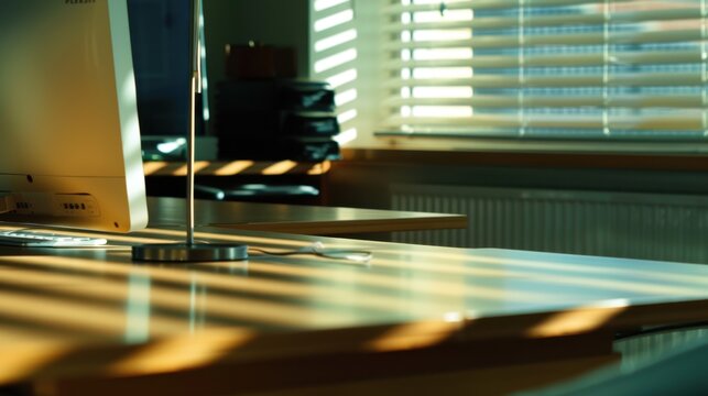 Medium shot of a tidy office table with essential work items.