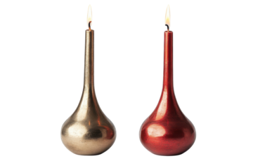 Stylish metallic candles in gold and red enhance home decor for festive occasions and gatherings
