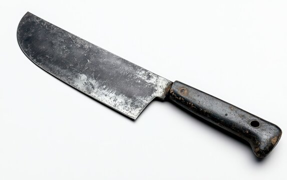 Machete with a rugged black blade and ergonomic handle, displayed on a white background