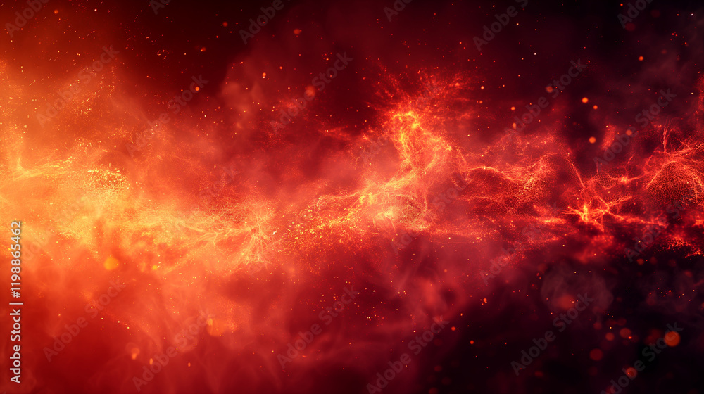 Canvas Prints cosmic nebula swirling with red and orange colours on night sky, abstract background. generative ai
