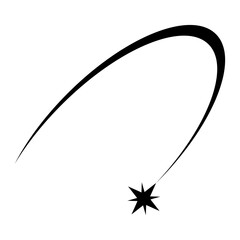 Black shooting star stripe on tail, passing comet orbital tail