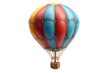 Obraz premium Colorful hot air balloon floating over a scenic landscape during a bright summer day