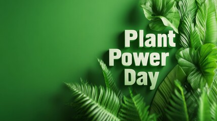 Natures Wellness Aesthetic Plant Power Days Green Textured Typography with Leafy Accents - Spring Wellness Campaign and Earth Day Marketing for Sustainable Lifestyle Brands