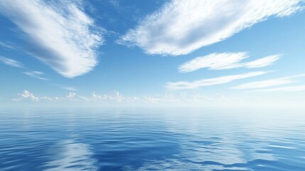 Obraz premium Tranquil Ocean Serenity: A Peaceful Seascape Under a Blue Sky