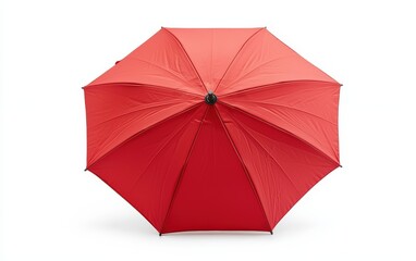 Vibrant red umbrella with a sleek design, isolated on a bright white background