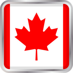 Canadian flag icon on a transparent background, featuring a rectangular shape with rounded corners. Vector icon