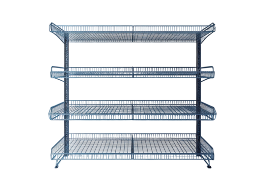 Wire shelving unit designed for storage in home kitchens or commercial spaces with multiple shelves for organization