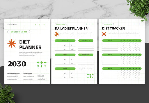 Orange And Green Diet Planner