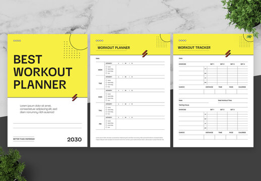 Yellow And Black Workout Planner