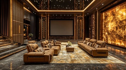 Fototapeta premium Luxurious Home Theater Design: Opulence and Entertainment