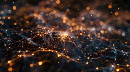 Obraz premium Network structure resembling brain or galaxy in artificial lighting representation.