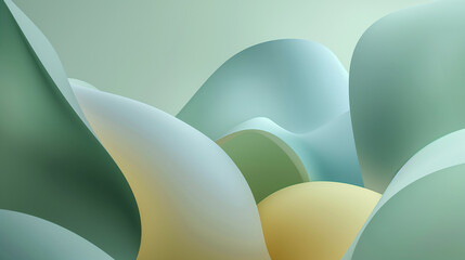 Abstract Wavy Green And Beige Pattern Background. Generative AI