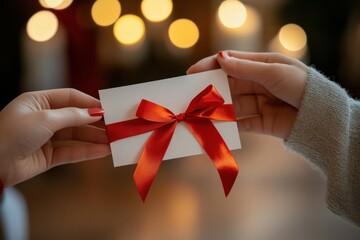 Valentine's day gift exchange cozy indoor setting closeup photography romantic atmosphere hands sharing love celebrating connection