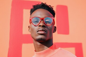 Obraz premium Vibrant Urban Expression Young Black Man, 25, in Bold Graffiti-Infused Streetwear Empowering Modern Branding and Cultural Identity in Creative Marketing