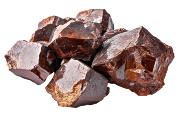 Natural garnet crystals showcasing rich reddish-brown hues, popular in jewelry and gemstone collections