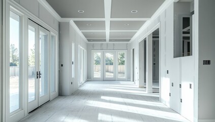 Obraz premium New House Construction: Interior View of an Unfinished Room