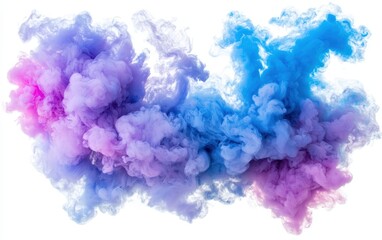 Fototapeta premium Abstract formation of blue and purple smoke clouds on a white background