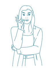 zipping her lips, making promise to keep secret, sealing mouth