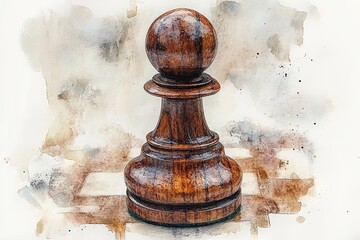 A wooden chess pawn on a blurred background, emphasizing its craftsmanship and design.