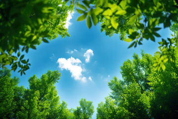 Unbelievable View from Below into the Treetops with Sunlight Filtering