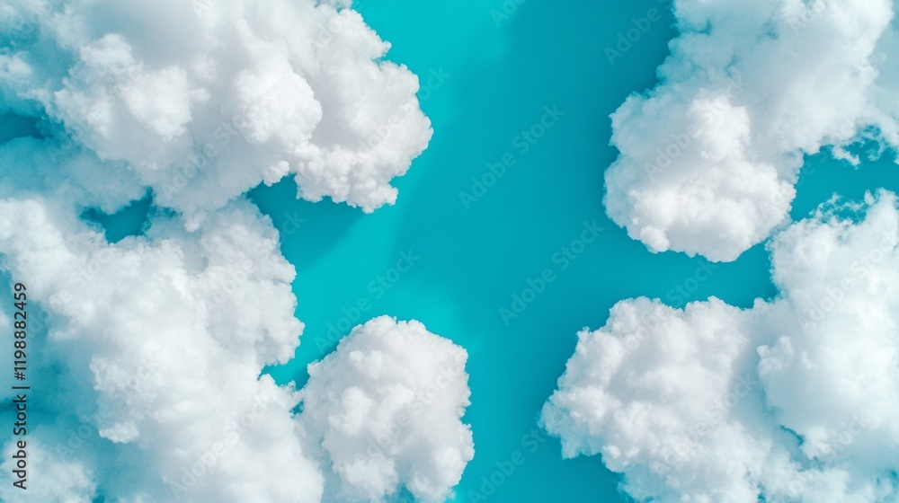 Aufkleber calming azure abstraction cloud textures on blue canvas - visual serenity for wellness branding and 