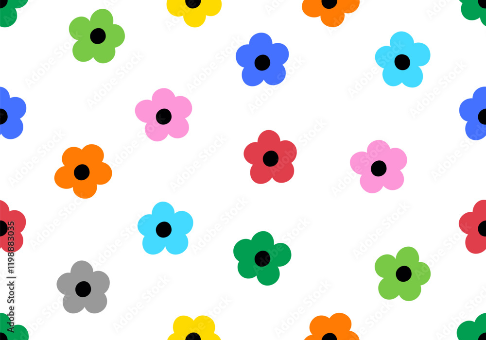 Aufkleber seamless pattern of spring colorful flower elements. fun doodle flower texture background pattern wi