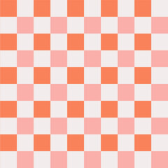 Vector seamless abstract geometric pattern with orange and pink checkerboard