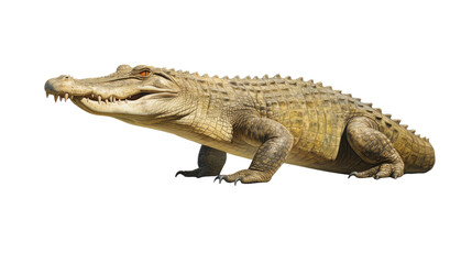 Fototapeta premium big crocodile looking isolated on white