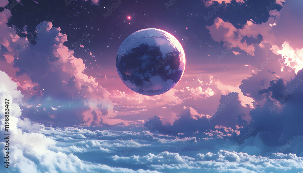 Poster planet floating in the vast expanse of outer space -