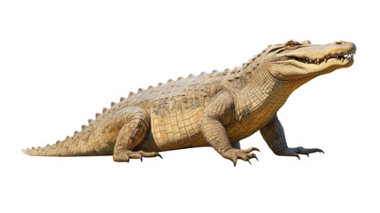 Fototapeta premium big crocodile looking isolated on white