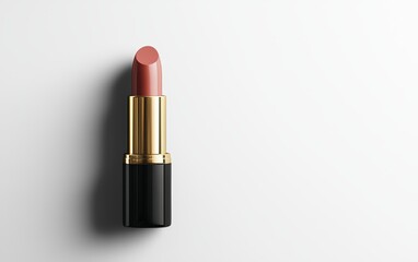 Elegant matte lipstick with a shade, displayed on a minimalistic white background