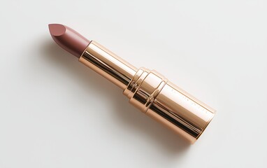 Elegant matte lipstick with a shade, displayed on a minimalistic white background