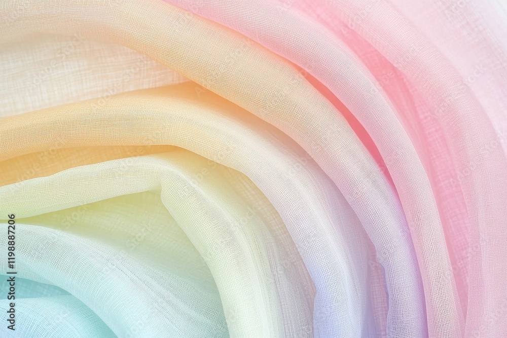 Poster a soft, pastel swirl of translucent fabric displaying gentle gradient colors, creating a calming and
