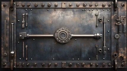 Industrial Metal Panel With Various Mechanical Components