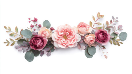 Lovely rose and heart wreath for romantic celebrations perfect for valentine's day weddings and anniversaries captured in a realistic photo against a white background