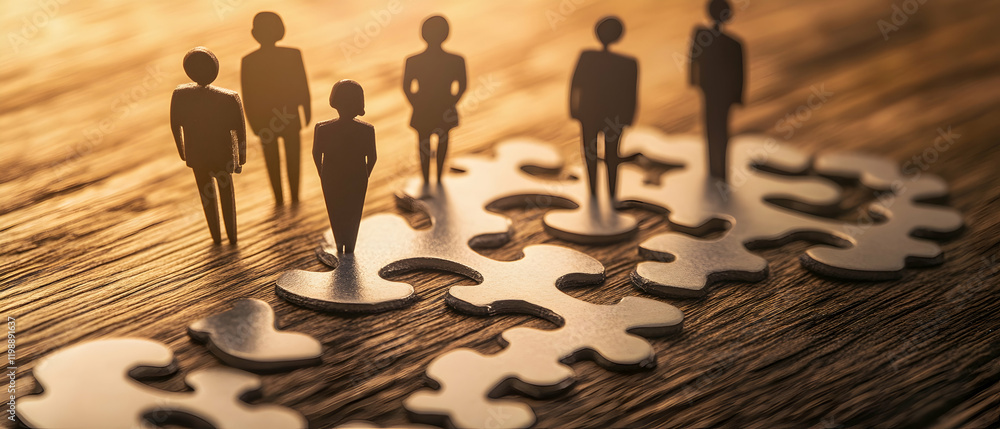 Aufkleber teamwork between business people and software developers, highlighting complementary skills and expe