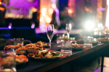 Served for banquet tables in a luxurious interior evening party